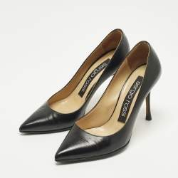 مملوكة مسبقًا حذاء كعب عالي سيرجيو روسي جلد سفريانو أسود جوديفا مقاس 35.5