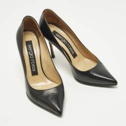 مملوكة مسبقًا حذاء كعب عالي سيرجيو روسي جلد سفريانو أسود جوديفا مقاس 35.5