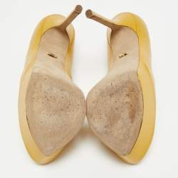 Pre Owned حذاء كعب عالي سيرجيو روسي جلد لامع بيج منصة مقاس 39