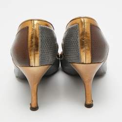 Pre Owned Sergio Rossi Size 36 Multicolor Leather and Lizard Embossed Leather Pumps