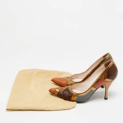 Pre Owned Sergio Rossi Size 36 Multicolor Leather and Lizard Embossed Leather Pumps