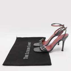 Pre Owned صندل حزام عند الكاحل جلد بايثون رمادي بحزام سيرجيو روسي مقاس 37