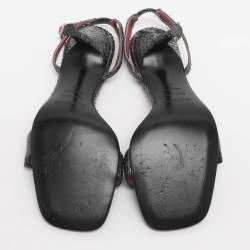 Pre Owned صندل حزام عند الكاحل جلد بايثون رمادي بحزام سيرجيو روسي مقاس 37