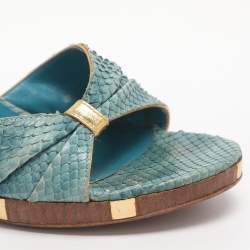 مملوكة مسبقًا صندل بحزام حول الكاحل سيرجيو روسي جلد بايثون أزرق مقاس 37