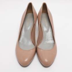 Pre Owned Sergio Rossi Size 38 Beige Leather Round Toe Pumps