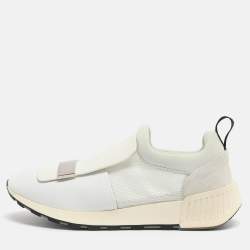 Pre Owned Sergio Rossi SR1 Size 37 White Leather, Mesh and Suede Low Top Sneakers