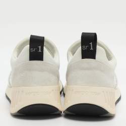 Pre Owned حذاء رياضي سيرجيو روسي SR1 جلد وشبك وشامواه أبيض بعنق منخفض مقاس 37