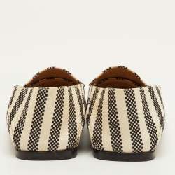 مملوكة مسبقًا Sergio Rossi SR1 Stripe Size 37.5 Black/White Canvas Collapsible Moccasins