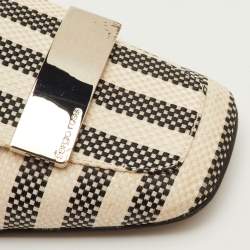 مملوكة مسبقًا Sergio Rossi SR1 Stripe Size 37.5 Black/White Canvas Collapsible Moccasins