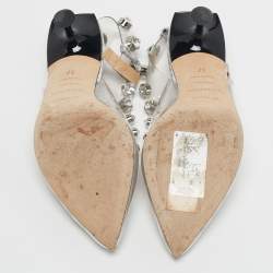 Pre Owned Sergio Rossi Size 37 Transparent PVC Crystal Embellished Slingback Pumps
