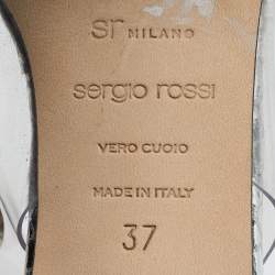 Pre Owned Sergio Rossi Size 37 Transparent PVC Crystal Embellished Slingback Pumps
