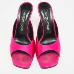 Pre Owned Sergio Rossi Sabot Size 37 Pink Satin Slide Sandals