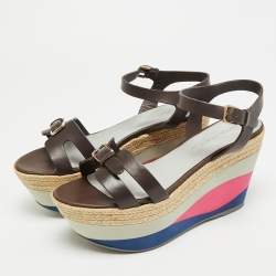 Pre Owned صندل سيرجيو روسي سير كاحل كعب روكي جلد أسود مقاس 36.5