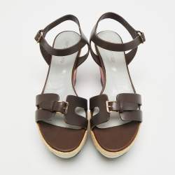 Pre Owned صندل سيرجيو روسي سير كاحل كعب روكي جلد أسود مقاس 36.5