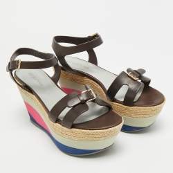 Pre Owned صندل سيرجيو روسي سير كاحل كعب روكي جلد أسود مقاس 36.5