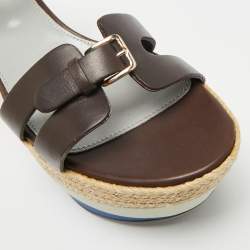 Pre Owned صندل سيرجيو روسي سير كاحل كعب روكي جلد أسود مقاس 36.5