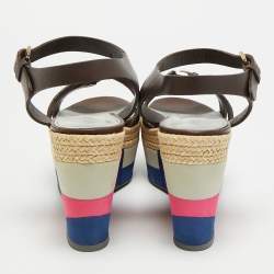 Pre Owned صندل سيرجيو روسي سير كاحل كعب روكي جلد أسود مقاس 36.5