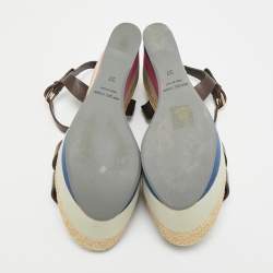 Pre Owned صندل س يرجيو روسي سير كاحل كعب روكي جلد أسود مقاس 36.5