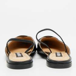 مملوكة مسبقًا Sergio Rossi SR1 Size 38 Black Leather Flat Mules