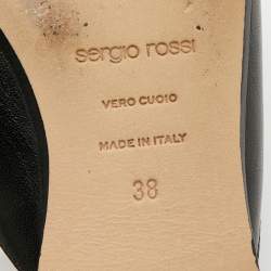 مملوكة مسبقًا Sergio Rossi SR1 Size 38 Black Leather Flat Mules