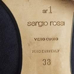 Pre Owned Sergio Rossi SR1 Size 38 Navy Blue Suede Pumps