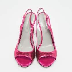 Pre Owned صندل بحزام حول الكاحل سيرجيو روسي جلد بايثون أزرق مقاس 37