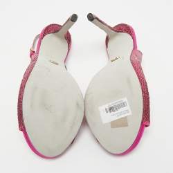 Pre Owned صندل بحزام حول الكاحل سيرجيو روسي جلد بايثون أزرق مقاس 37