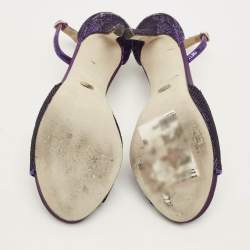 Pre Owned صندل سيرجيو روسي ترتر بنفسجي مفتوح عند الأصابع بحزام للكاحل مقاس 37