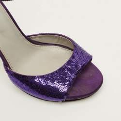 Pre Owned صندل سيرجيو روسي ترتر بنفسجي مفتوح عند الأصابع بحزام للكاحل مقاس 37