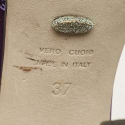 Pre Owned صندل سيرجيو روسي ترتر بنفسجي مفتوح عند الأصابع بحزام للكاحل مقاس 37