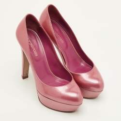 Pre Owned Sergio Rossi Size 37 Pink Patent Leather Platform Pumps
