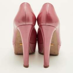 Pre Owned Sergio Rossi Size 37 Pink Patent Leather Platform Pumps