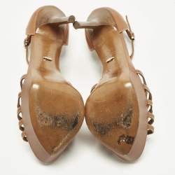 Pre Owned صندل سيرجيو روسي جلد مضفر ذهبي/أسود بحزام للكاحل مقاس