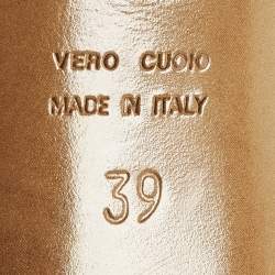 Pre Owned صندل سيرجيو روسي جلد مضفر ذهبي/أسود بحزام للكاحل مقاس