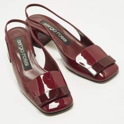 Pre Owned Sergio Rossi Size 37 Burgundy Patent Leather Slingback Pumps