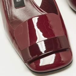 Pre Owned Sergio Rossi Size 37 Burgundy Patent Leather Slingback Pumps