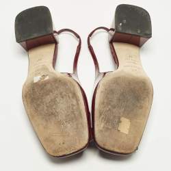 Pre Owned Sergio Rossi Size 37 Burgundy Patent Leather Slingback Pumps