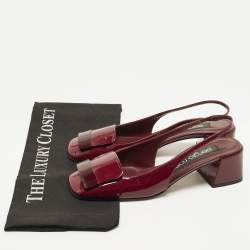 Pre Owned Sergio Rossi Size 37 Burgundy Patent Leather Slingback Pumps