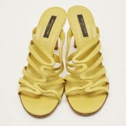 مملوكة مسبقًا Sergio Rossi Size 40.5 Green Leather Strappy Slide Sandals