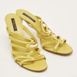 مملوكة مسبقًا Sergio Rossi Size 40.5 Green Leather Strappy Slide Sandals