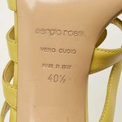 مملوكة مسبقًا Sergio Rossi Size 40.5 Green Leather Strappy Slide Sandals