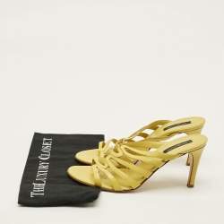 مملوكة مسبقًا Sergio Rossi Size 40.5 Green Leather Strappy Slide Sandals