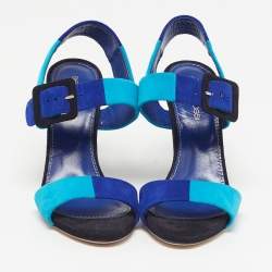 مملوكة مسبقًا صندل بحزام حول الكاحل سيرجيو روسي جلد بايثون أزرق مقاس 37