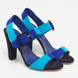 مملوكة مسبقًا صندل بحزام حول الكاحل سيرجيو روسي جلد بايثون أزرق مقاس 37