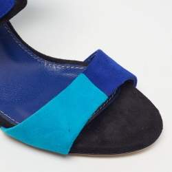 مملوكة مسبقًا صندل بحزام حول الكاحل سيرجيو روسي جلد بايثون أزرق مقاس 37