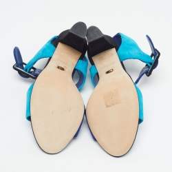 مملوكة مسبقًا صندل بحزام حول الكاحل سيرجيو روسي جلد بايثون أزرق مقاس 37