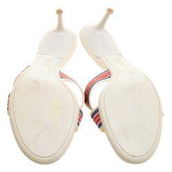 Sergio Rossi Multicolor Fabric and Leather Mules Size 40