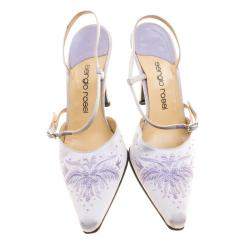 Pre Owned Sergio Rossi Lilac Satin Embroidered Slingback Sandals Size 38