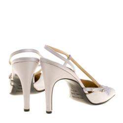 Pre Owned Sergio Rossi Lilac Satin Embroidered Slingback Sandals Size 38