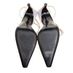 Pre Owned Sergio Rossi Lilac Satin Embroidered Slingback Sandals Size 38